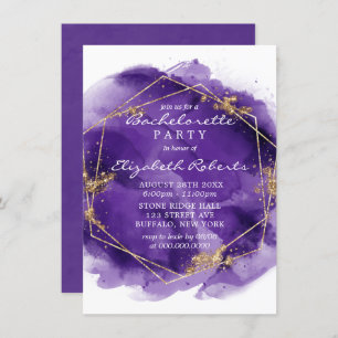 Paarse lavender Gold Paint Bachelorette Kaart