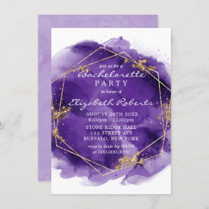 Paarse lavender Gold Paint Bachelorette Party IV Kaart