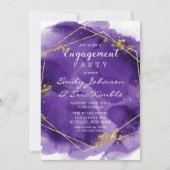 Paarse lavender Gold Paint Engagement Party Kaart (Voorkant)
