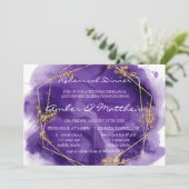 Paarse lavender Gold Paint Rehearsal Dinner Invita Kaart (Staand voorkant)