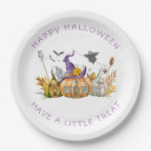 Paarse lavender Gold Witch's Pet pompoenhuis Papieren Bordje (Voorkant)