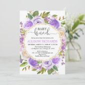 Paarse lavender goudbruin baby brunch kaart (Staand voorkant)