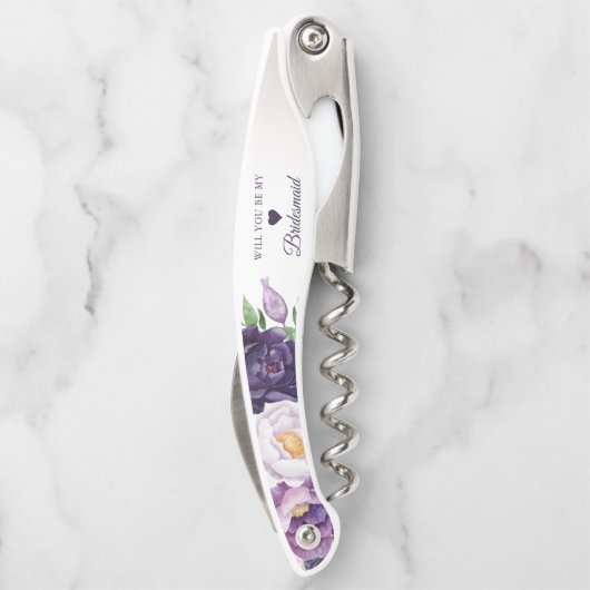 Paarse lavender Greenery zal mijn Bridesmaid zijn Kurkentrekker (Achterkant)