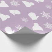 Paarse lavender Holiday Mittens en kerstPetten Cadeaupapier (Hoek)
