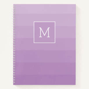 Paarse lavender Horizontale Stripes Shades Monogra Notitieboek