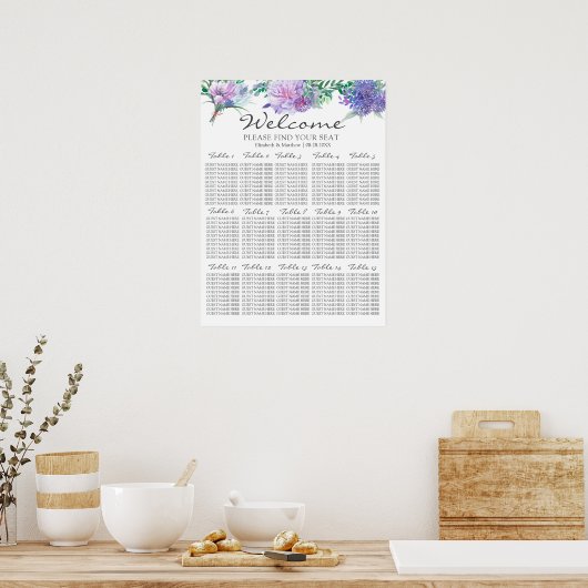 Paarse lavender Hydrangeas Weddenschappen Poster (Keuken)