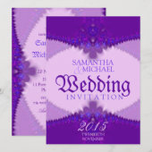 Paarse lavender Lace Elegant Wedding Invitations Kaart (Voorkant / Achterkant)