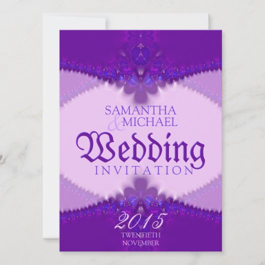 Paarse lavender Lace Elegant Wedding Invitations Kaart (Voorkant)