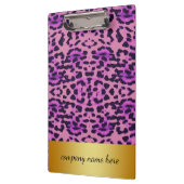 Paarse lavender Leopard Print met Gold Badge Klembord (Links)