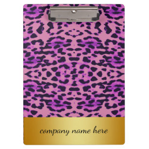 Paarse lavender Leopard Print met Gold Badge Klembord