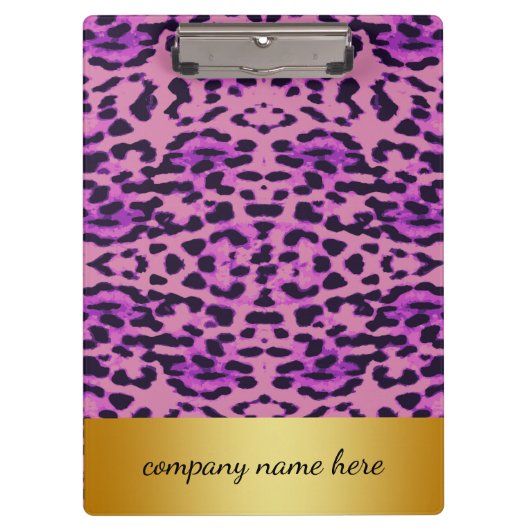 Paarse lavender Leopard Print met Gold Badge Klembord (Voorkant)