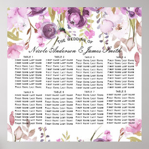Paarse lavender Lila Floral Wedding Seat Seat Poster