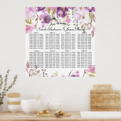 Paarse lavender Lila Floral Wedding Seat Seat Poster (Keuken)