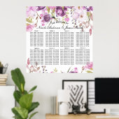 Paarse lavender Lila Floral Wedding Seat Seat Poster (Thuiskantoor)