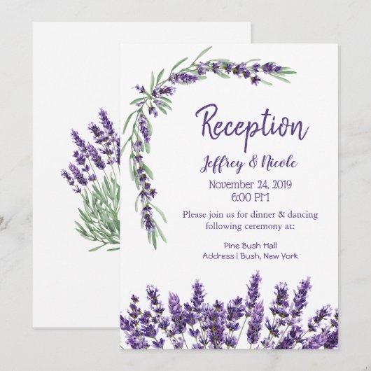 Paarse lavender Lila Flower Weddenschap Kaart (Voorkant / Achterkant)