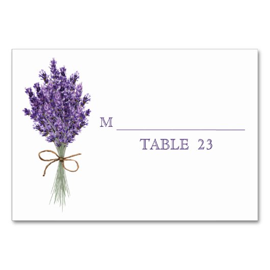 Paarse lavender Lila Flower Wedding Table Kaart (Voorkant)