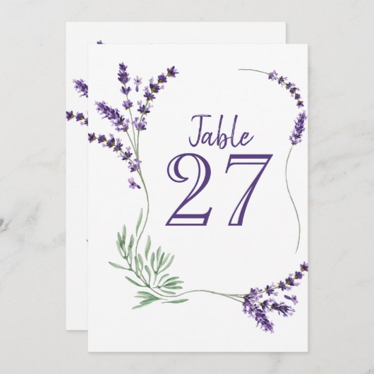Paarse lavender Lila Flower Wedding Table Kaart (Voorkant / Achterkant)