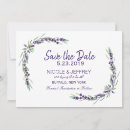 Paarse lavender Lila Vloeiingsweddenschap Bewaar d Save The Date