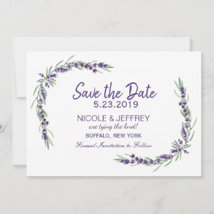 Paarse lavender Lila Vloeiingsweddenschap Bewaar d Save The Date