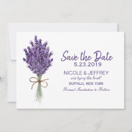 Paarse lavender Lila Vloeiingsweddenschap Bewaar d Save The Date
