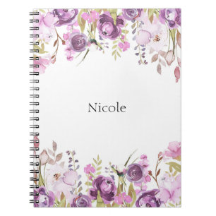 Paarse Lavender Lila Waterverf Floral Chic Notitieboek