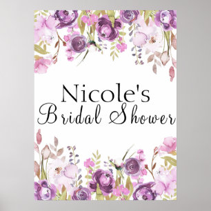 Paarse Lavender Lila Waterverf Floral Welkom Poster