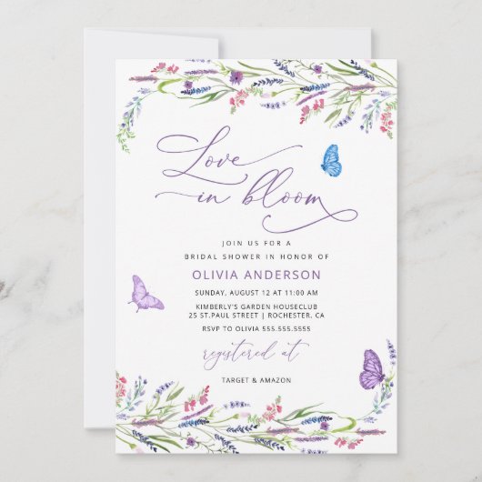 Paarse lavender Love in Bloom Vrijgezellenfeest Kaart (Voorkant)