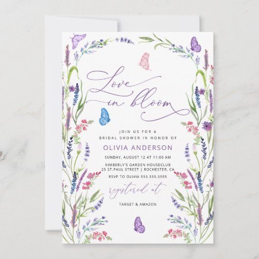 Paarse lavender Love in Bloom Vrijgezellenfeest no Kaart (Voorkant)