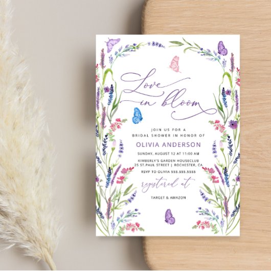 Paarse lavender Love in Bloom Vrijgezellenfeest no Kaart