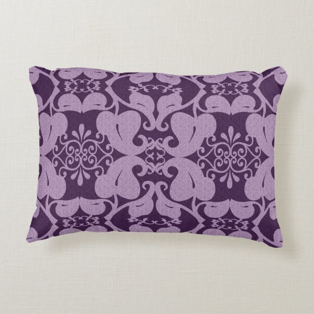 Paarse lavender Modern Elegant  Leaf Patroon Accent Kussen (Achterkant)
