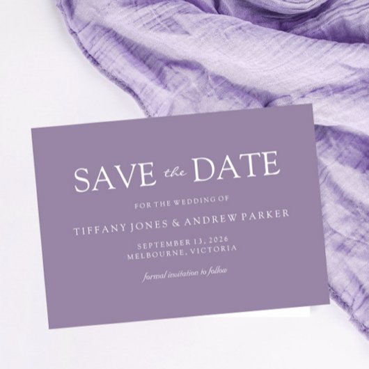 Paarse lavender Modern Simple Wedding Save The Date