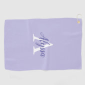 Paarse lavender Monogram Script Golfhanddoek (Horizontaal)