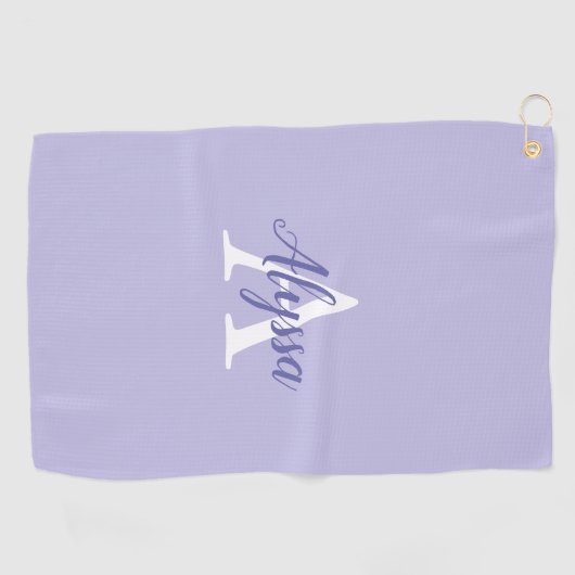 Paarse lavender Monogram Script Golfhanddoek (Horizontaal)