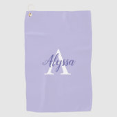 Paarse lavender Monogram Script Golfhanddoek (Voorkant)