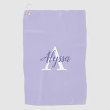Paarse lavender Monogram Script Golfhanddoek