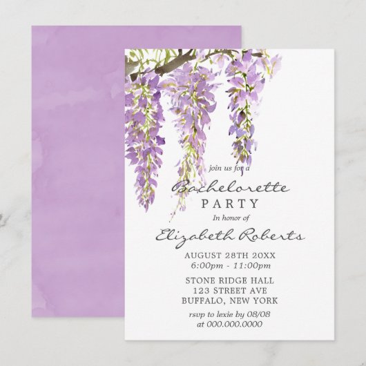 Paarse lavender Pastel Wisteria Bachelorette Kaart (Voorkant / Achterkant)