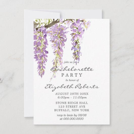 Paarse lavender Pastel Wisteria Bachelorette Kaart (Voorkant)