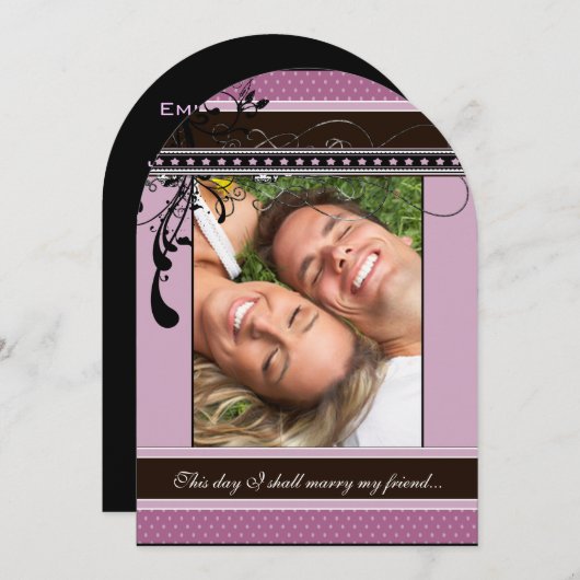 Paarse lavender Photo Weddenschap Kaart (Voorkant / Achterkant)