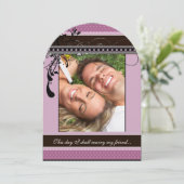 Paarse lavender Photo Weddenschap Kaart (Staand voorkant)