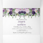 Paarse lavender Pink Waterverf Rozen bruiloft Drieluik Uitnodiging (Binnenkant midden)