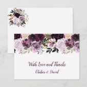 Paarse lavender Pink White Floral Wedding Bedankkaart (Voorkant / Achterkant)