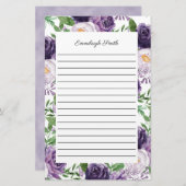 Paarse lavender pony's Floral Lond Stationery Briefpapier (Voorkant / Achterkant)