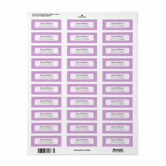 Paarse Lavender Return Address Labels (Full Sheet)