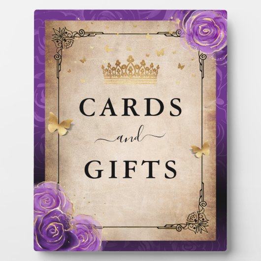 Paarse lavender Roos Gold-kaarten en cadeaubonnen Fotoplaat (Voorkant)