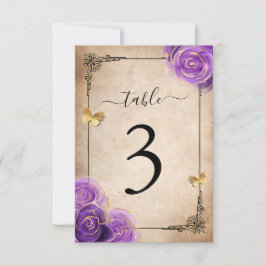 Paarse lavender Roos Gold Table Number Kaarten