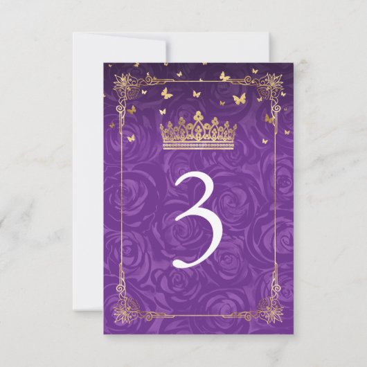 Paarse lavender Roos Gold Table Number Kaarten (Achterkant)