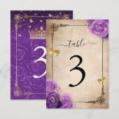 Paarse lavender Roos Gold Table Number Kaarten (Voorkant / Achterkant)