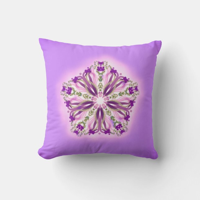 *~* Paarse lavender & Roze Star Ribbon Mandala Kussen (Voorkant)