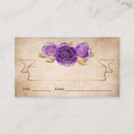 Paarse lavender Rozen Gold Crown Elegant Escort Plaatskaartje
