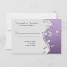 Paarse lavender Silver Flowers zwaait RSVP Kaart
